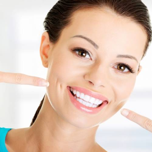 woman showing white teeth